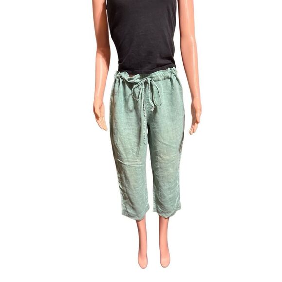 Pulp women's mid-rise Linen drawstring capris pants L - Picture 1 of 6